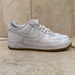 Nike Air Force 1 '07 Shoes White Gum Brown Men's Size 9.5